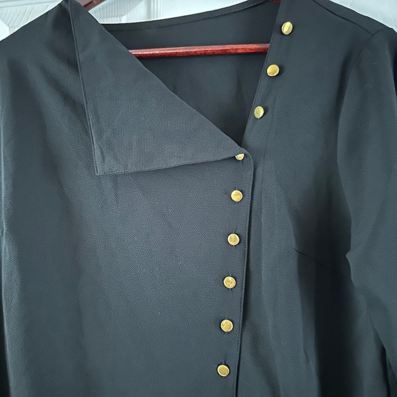 No Brand Women's Elegant Long Sleeve Black Top Gold Buttons Size M - Picture 7 of 8